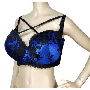 Torrid Lace Blue Strappy Convertible 6 Ways to Wear Strapless Push-Up Bra 42DDD